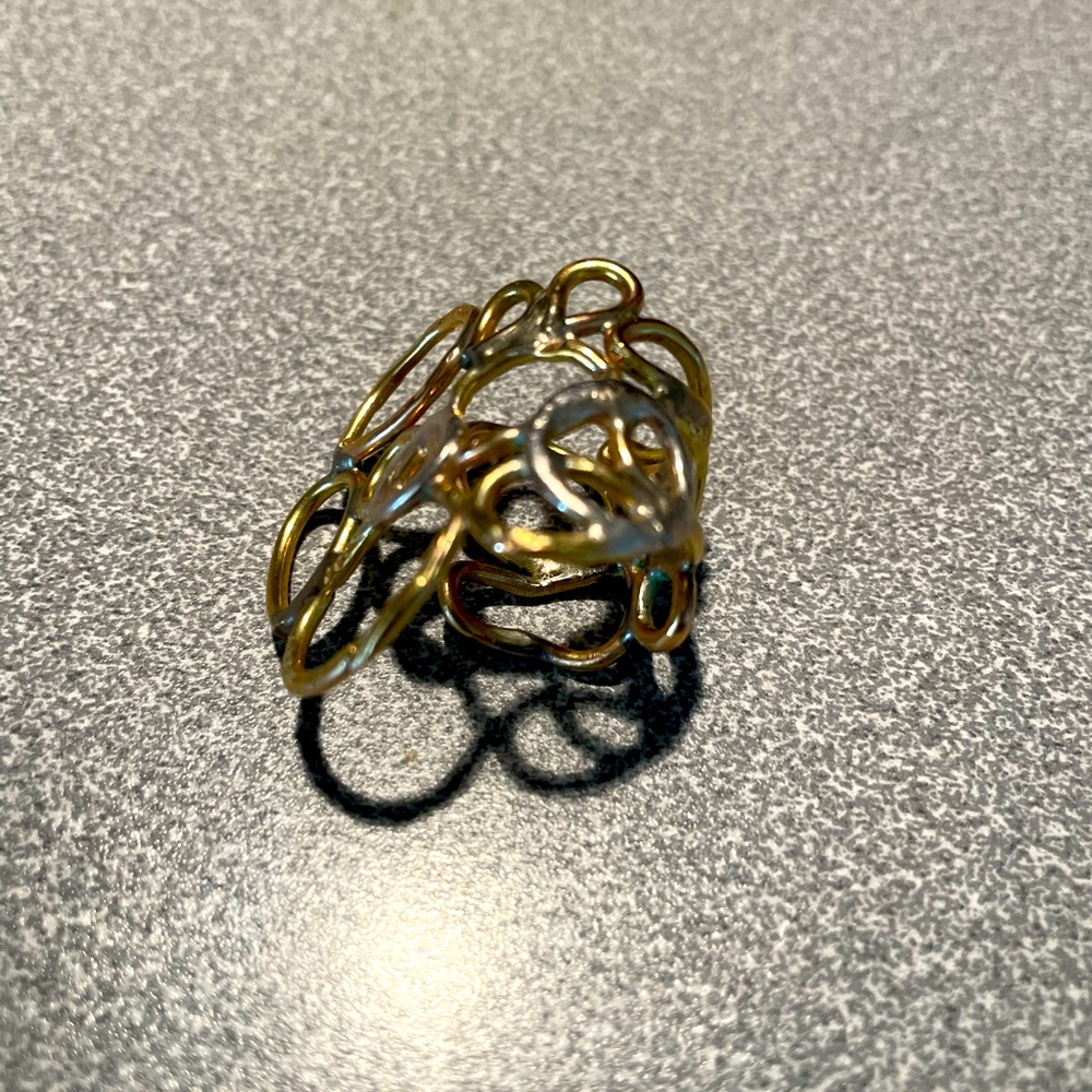 Silver and sliver gold plated flower ring